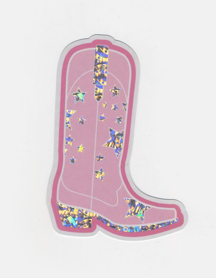 Cowboy Boot Sticker. Approximate Dimensions: 2" X 3". Imported. Y2k Objects, Y2k Stickers, Cowboy Boot, Cowboy Boots, Cowboy, Boots, Pink, Pattern