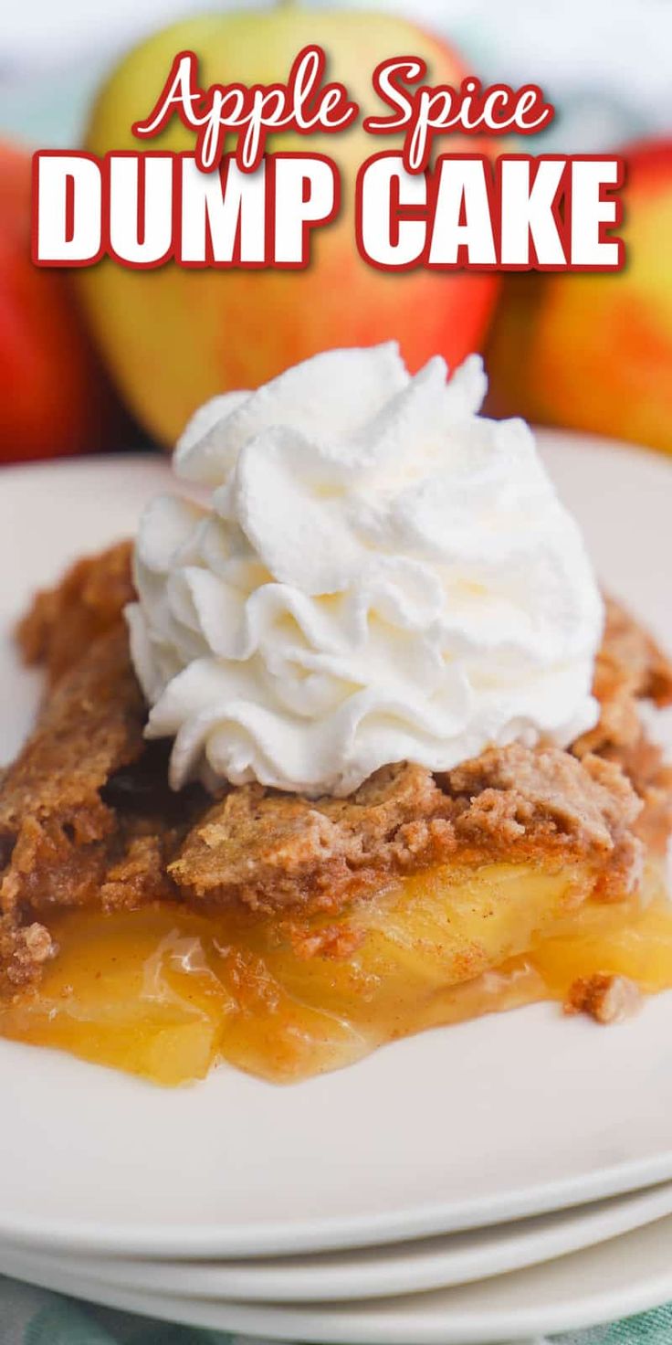 an apple spice dump cake with whipped cream on top