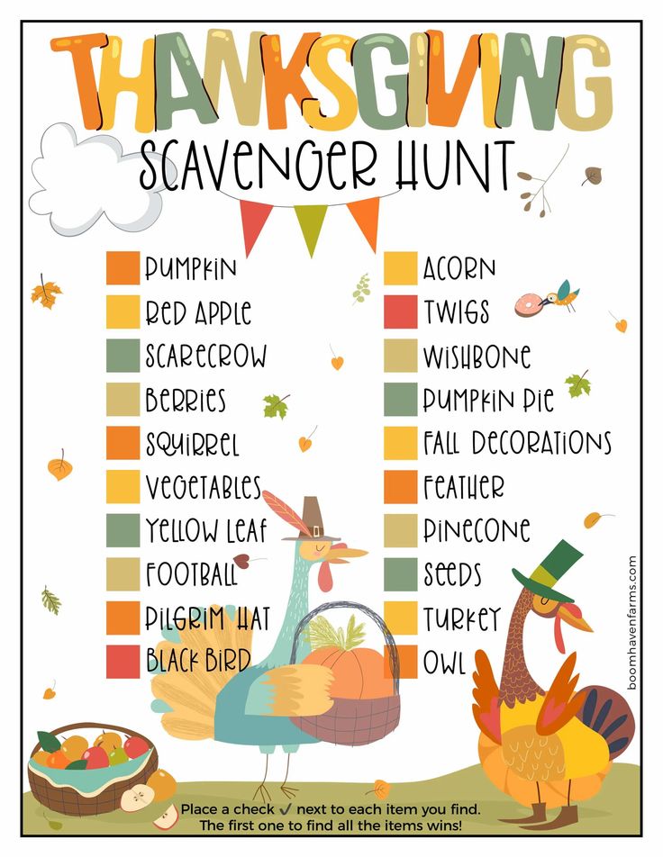 a thanksgiving scavenger printable for kids