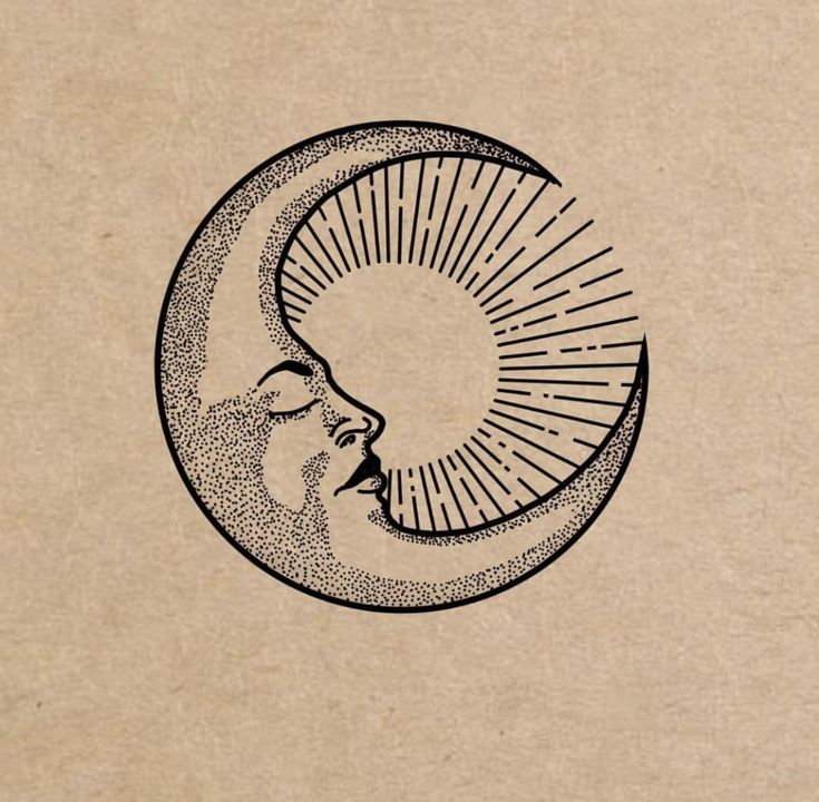 a drawing of a man's face in the moon