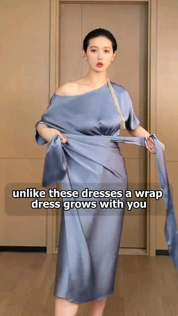 Tie A Wrap Dress, How To Tie A Wrap Dress, Modest Dresses Fashion, Stitching Dresses, Stylish Short Dresses, Fashion Sewing Tutorials, Fancy Dresses Long, Diy Fashion Clothing, Stylish Party Dresses