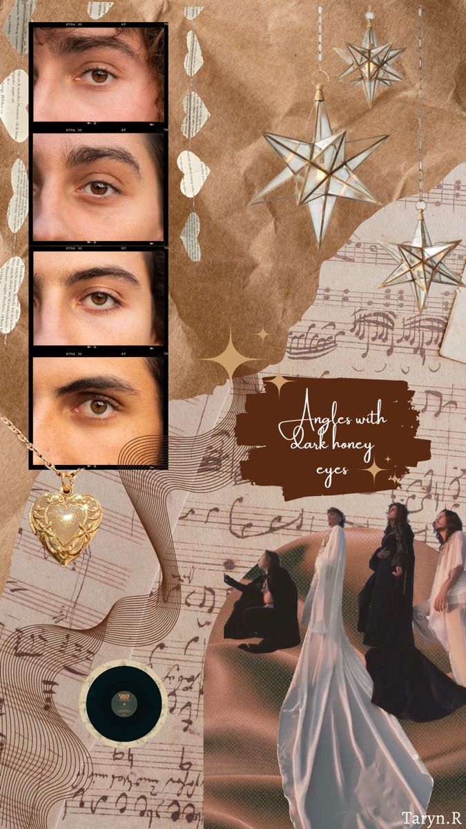 an artistic collage with music notes and photos