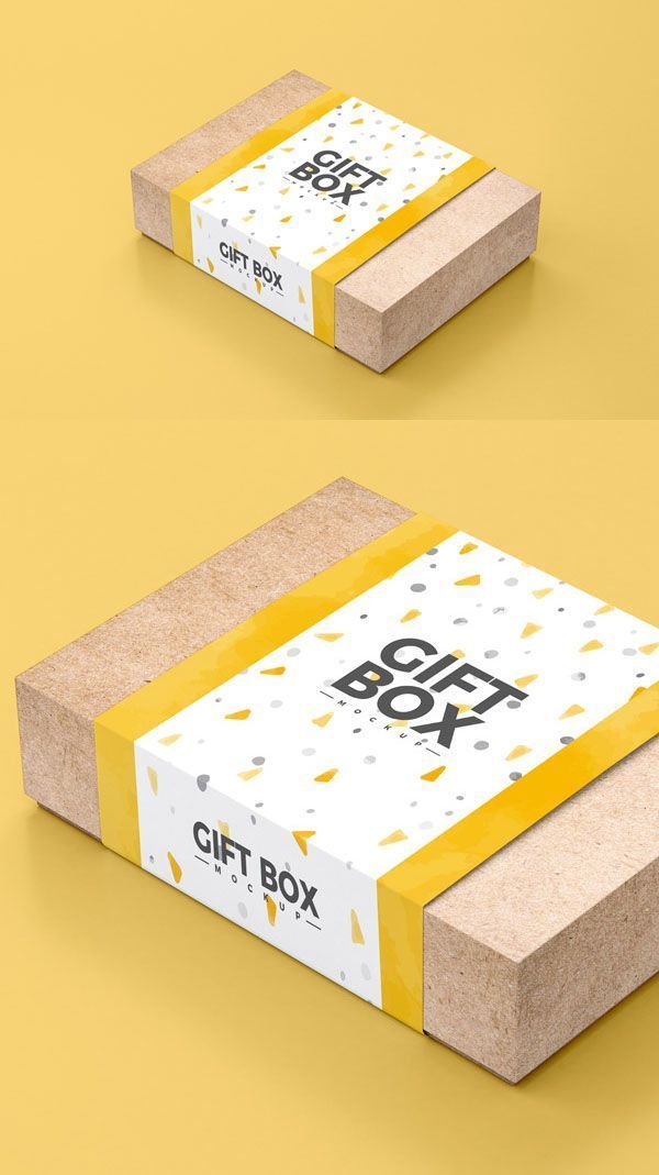 two cardboard boxes with different designs on the top and bottom, one for gift box