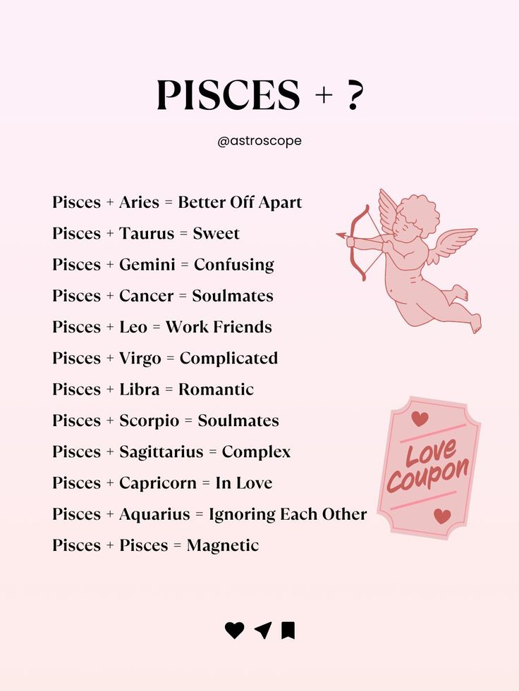 a pink poster with the words pisces and an angel