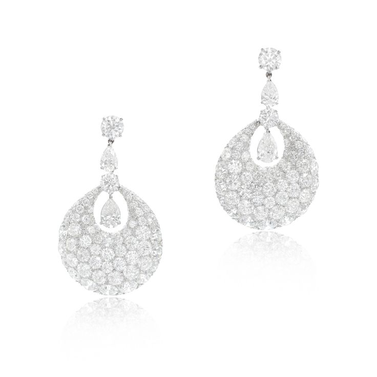 Pair of diamond pendent earrings | Important Jewels | Jewelry | Sotheby's Luxury Pear-shaped Diamond White Earrings, Pear-shaped Diamond White Diamond Earrings For Evening, Luxury Pear-shaped Platinum Diamond Earrings, Evening Fine Jewelry Pear-shaped Diamond Earrings, Pear-shaped Diamond White Fine Jewelry Earrings, Diamond Pendent, The Bling Ring, Drop Design, Jewelry Boards