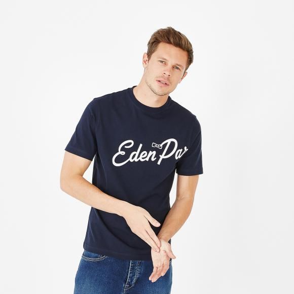 Navy blue cotton T-shirt with print lettering | Eden Park Print Lettering, Eden Park, Pink Bow Tie, High Quality Clothing, Quality Clothing, Eden, Bermuda Shorts, Tshirt Print, Clothing Brand