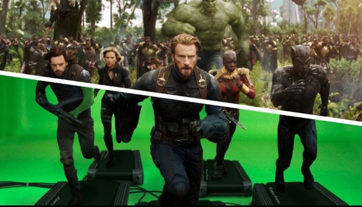 the avengers movie is being filmed on green screen