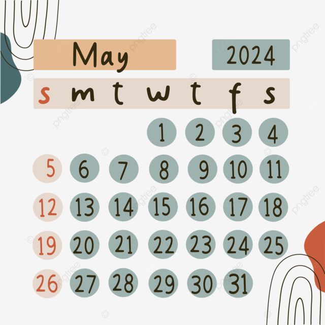 a calendar for may with the date on it