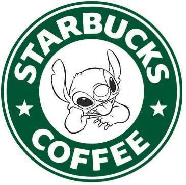 starbucks logo with stitching on the bottom and starbuck's coffee in the middle