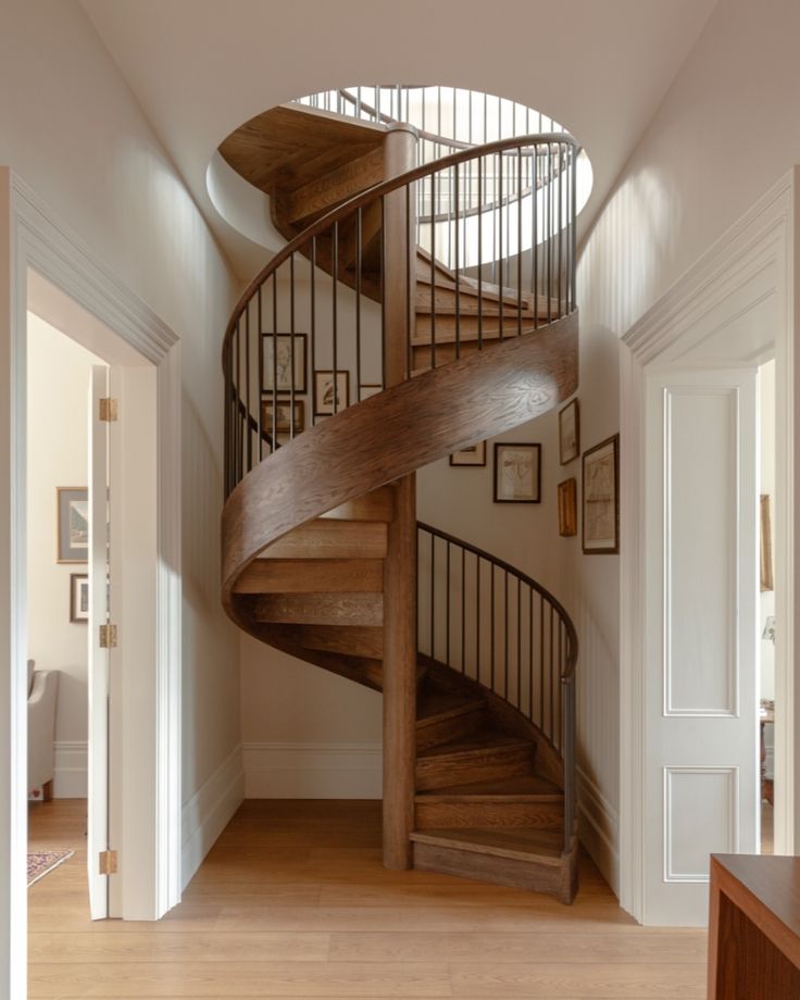 there is a spiral staircase in the house