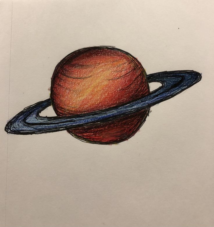 a drawing of the planet saturn with rings around it and an orange on its side