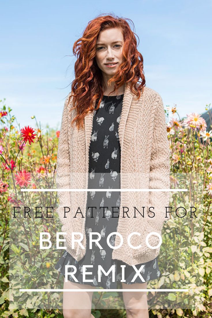 a woman standing in front of flowers with the words free patterns for berroco mix