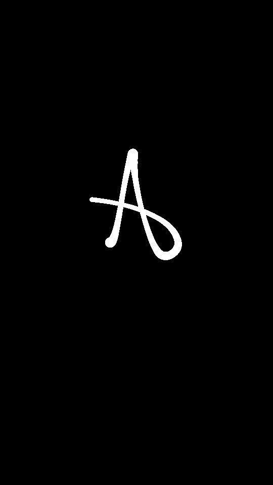 the letter a is written in white on a black background