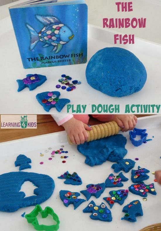 the play dough activity is fun for toddlers to do with their favorite book, the rainbow fish