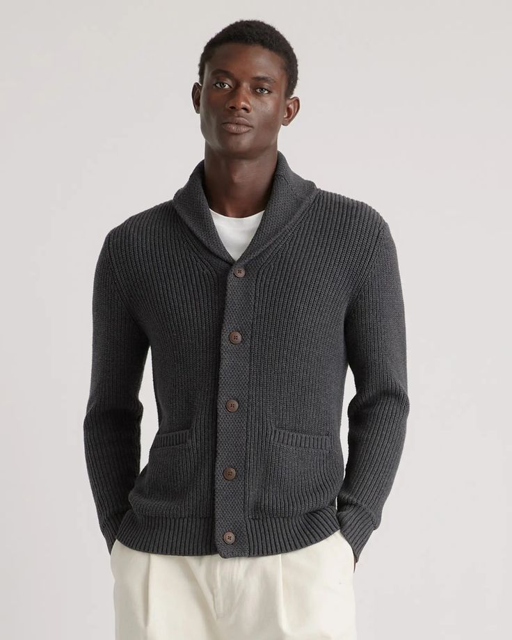 100% Organic Cotton Shawl-Collar Cardigan Sweater Mens Shawl Collar Cardigan, Cotton Shawl, Cafe Racer Jacket, Shawl Collar Cardigan, Silk Cami, Quarter Zip Sweater, Collar Cardigan, Ribbed Cardigan, Linen Blazer