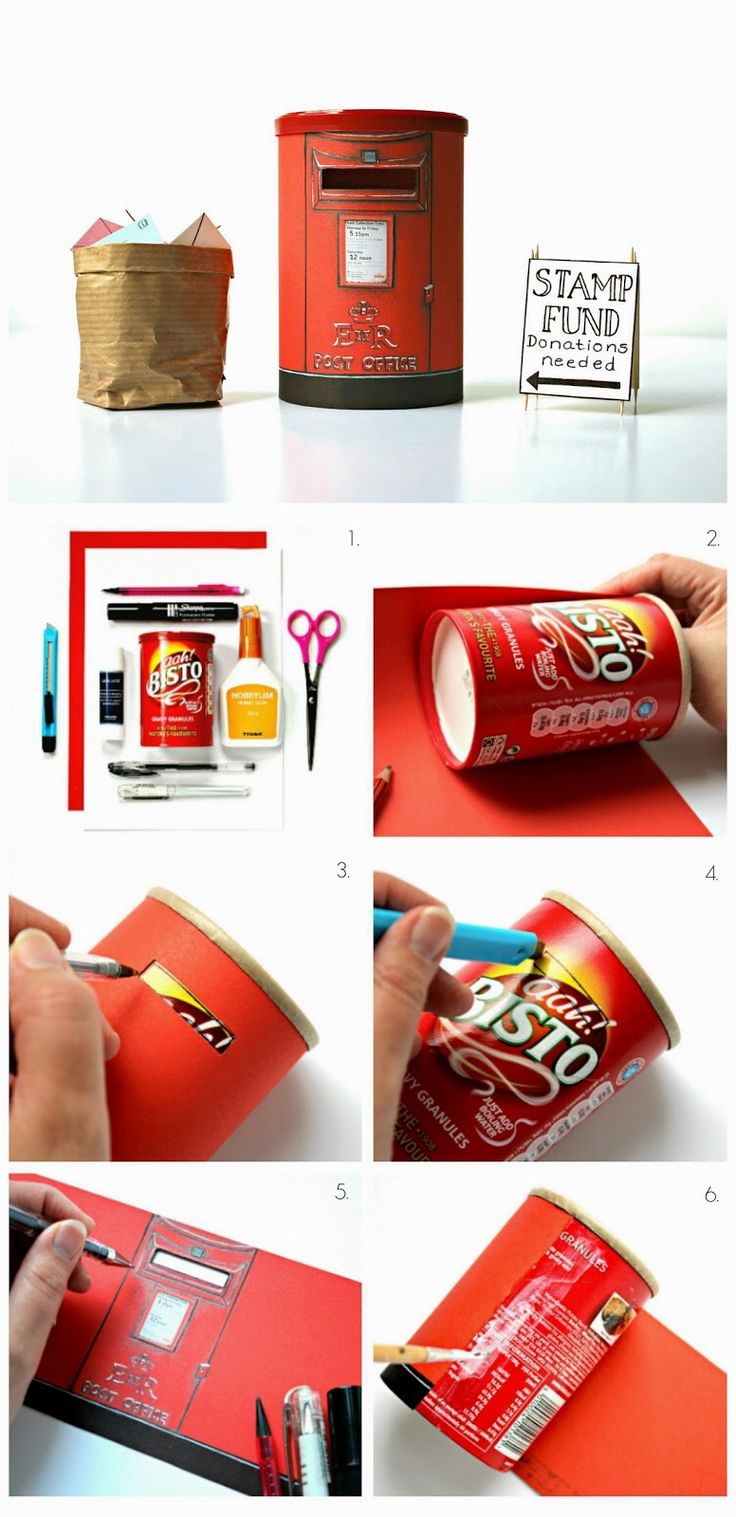 how to make a red mailbox out of paper and cardboard - step by step instructions