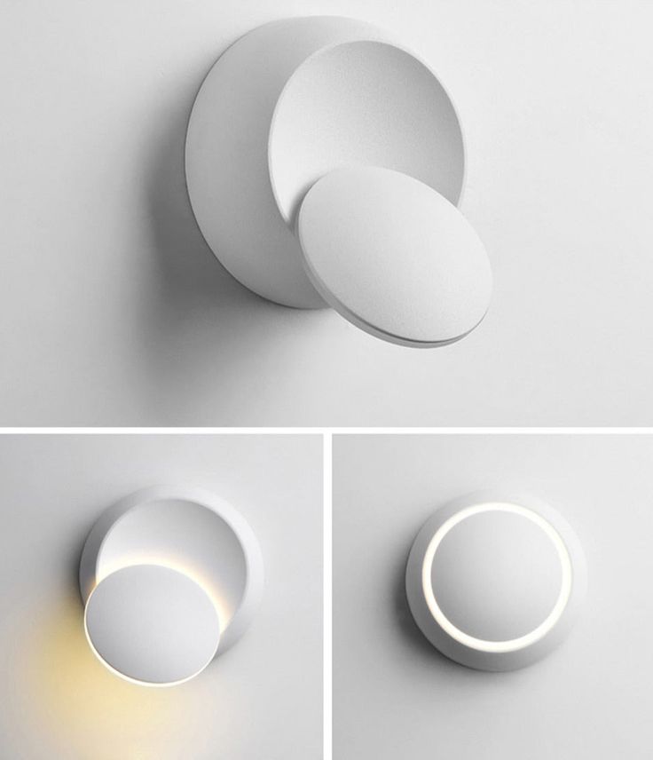 three different views of a light fixture on the wall and below it is an object that appears to be made out of paper