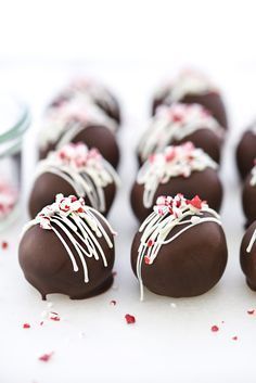 chocolates with white and red sprinkles on them