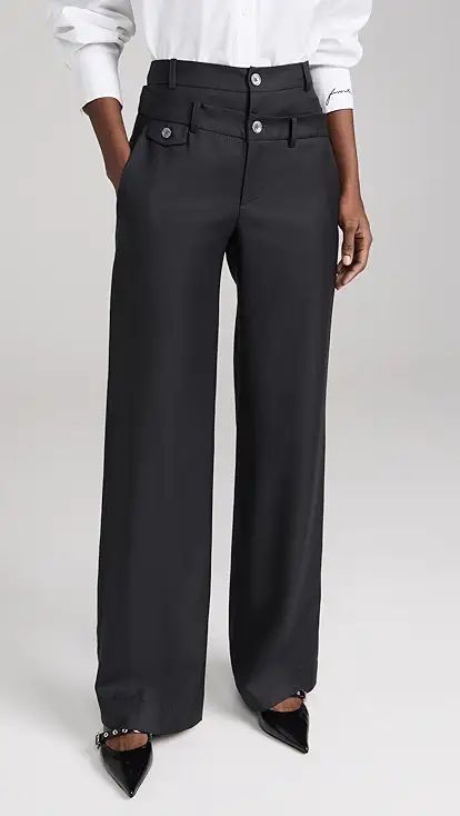 Monse Bustier Trousers | Shopbop Modern Fitted Pantsuit For Work, Elegant Structured Formal Pants, Elegant Structured Fitted Pants, Elegant Structured Pants For Formal Occasions, Tailored Structured Bottoms For Evening, Sleek Formal Pantsuit With Structured Boning, Sleek Structured Bottoms, Sleek Workwear Pantsuit With Structured Boning, Sleek Business Casual Pantsuit With Pressed Crease