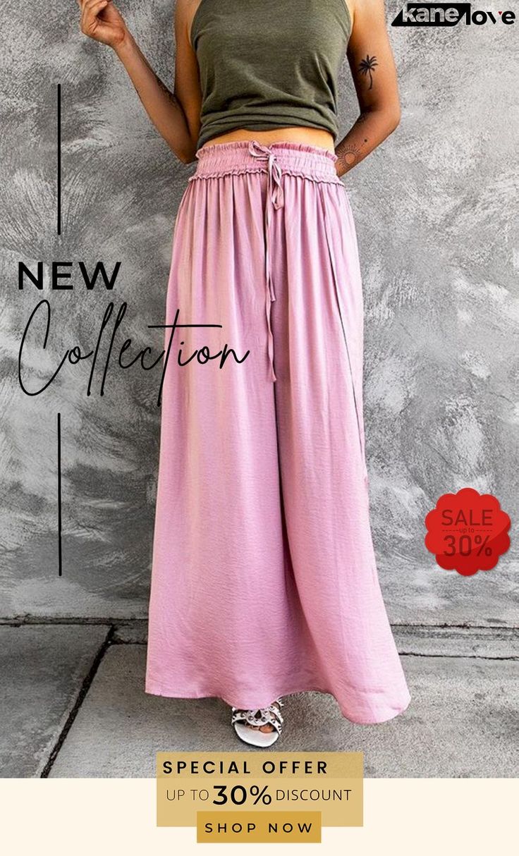 Adjustable Drawstring Waist Silky Maxi Skirt Spring Solid Color Tie-side Bottoms, Non-stretch Long Pink Skirt, Summer Stretch Maxi Skirt Solid Color, Summer Stretch Solid Color Maxi Skirt, Summer Stretch Maxi Skirt In Solid Color, Tie Waist Long Skirt For Summer, Tie-side Bottom Skirt For Spring, Spring Tie Waist Maxi Skirt, Spring Flowy Tie-side Skirt