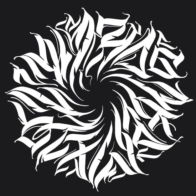 an abstract white swirl design on a black background, suitable to be used as a tattoo or t - shirt print