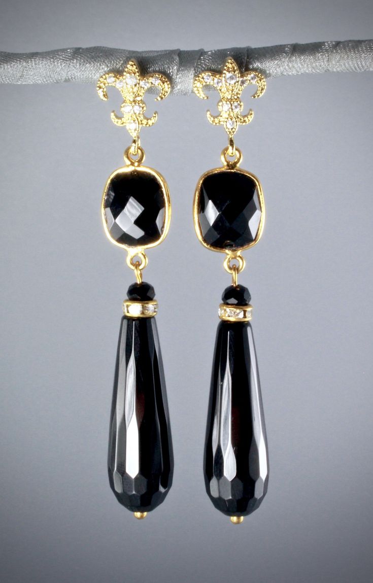 Elizabeth - Victorian Black Onyx Earrings