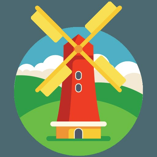 a windmill with two yellow blades on it