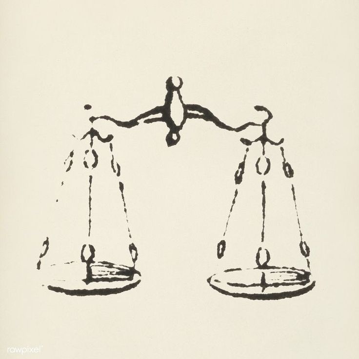 a drawing of two scales with one holding the other