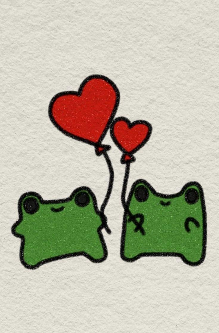 an image of two frogs with heart balloons