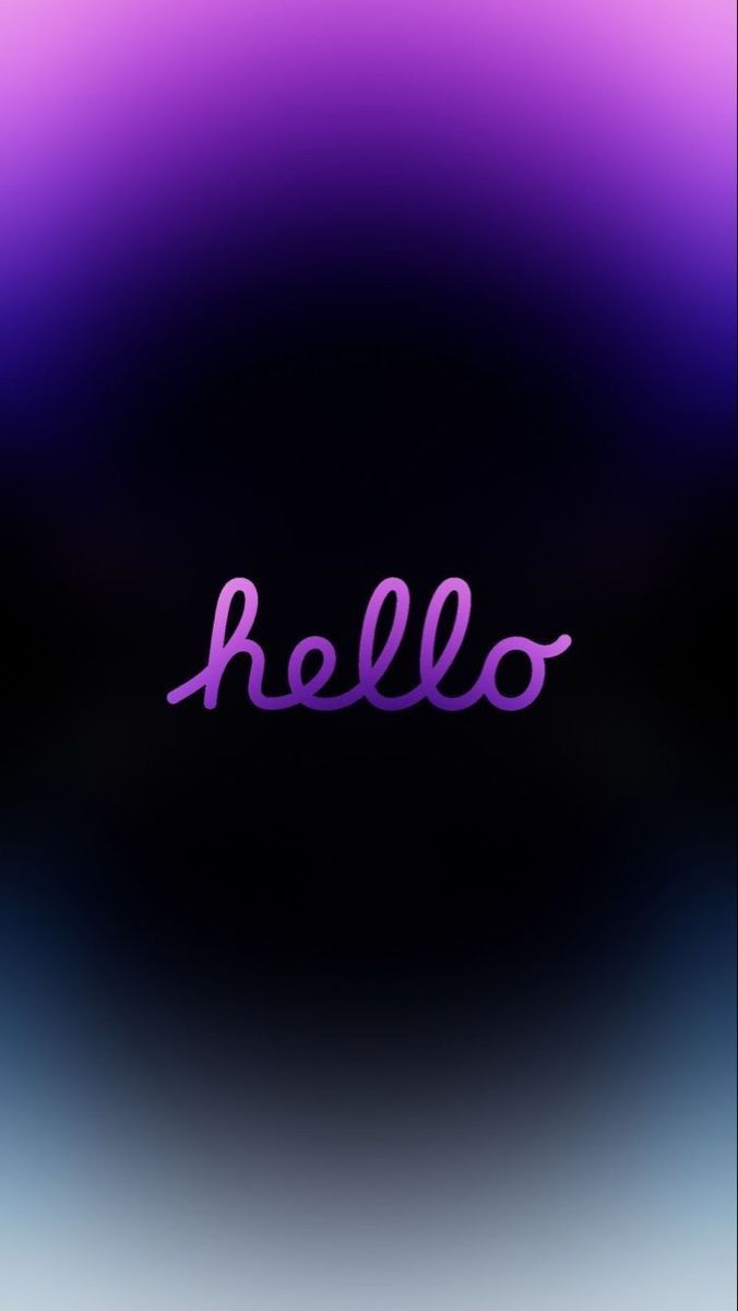 the word hello written in purple on a blurry black and blue background with an ombreen effect