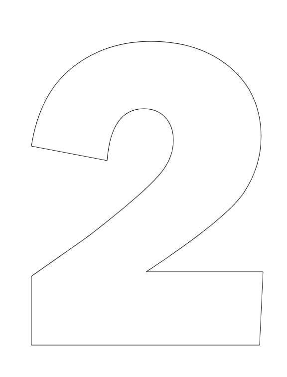 the number two is shown in black and white, with an outline for it to be used