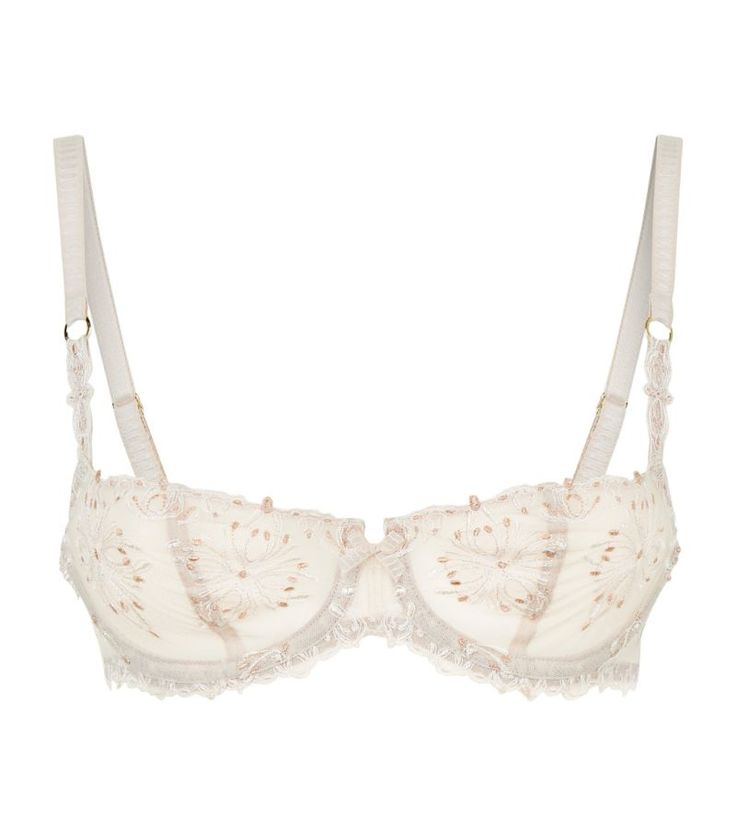 Find CHANTELLE Champs Elysees Balconette Bra on Editorialist. A feminine addition to your lingerie collection, this Chantelle Champs Elysees balconette bra is adorned with delicate floral embroidery and ladylike bow detailing. Featuring underwired cups for full support, the semi-sheer mesh lends an alluring charm to the beautiful piece. Pair with the matching thong for a romantic set. Elegant Full Cup Summer Bra, Elegant Party Bra With Removable Straps, Fitted Balconette Bra For Party, Balconette Bra For Evening Wear, Elegant Balconette Bra For Party, Elegant Balconette Bra For Evening, Elegant Bra With Removable Straps, Party Balconette Bra With Padded Cups, Evening Balconette Bra With Removable Pads