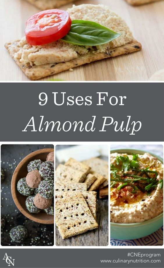 an image of food with the words 9 uses for almondpup on it and images of different foods