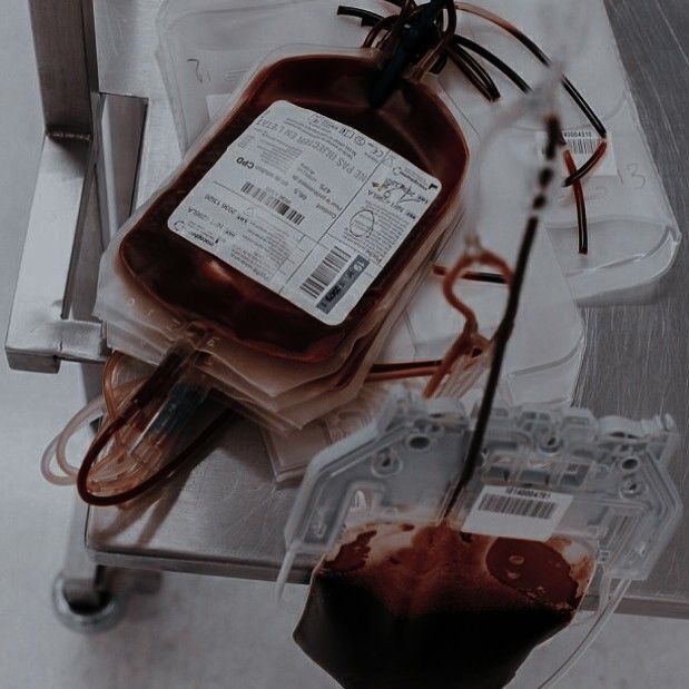 a blood bag sitting on top of a table