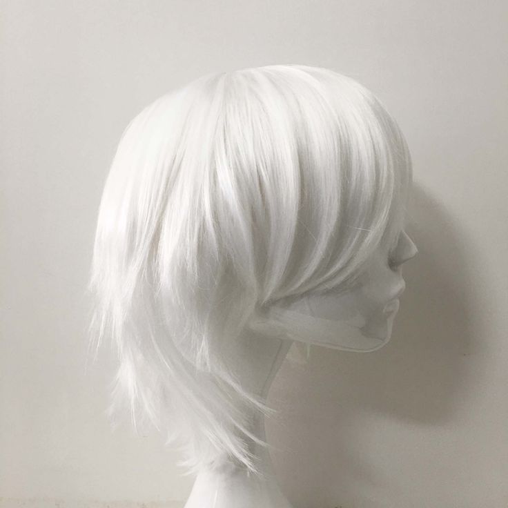 High-temperature fiber, snow white fringe bangs short straight hair cosplay wig, with the adjustable cap inside. Stylish, very high quality look so natural and comfortable. I can make all kinds of hair wigs too. If you have your dream hairstyle, provides pictures to me ( better with different angles), I can tailor made for you and will let you know the price individually, And then I will provide a listing for you to pay. The production time of a custom made wig is around 2-3 weeks + 7-14 Daysshi White Hair Bangs, Fringe Bangs Short, Lenore Cosplay, Long Fringe Bangs, Hsr Oc, Blonde Hair With Fringe, White Short Hair, Hair Rat, Scene Wig