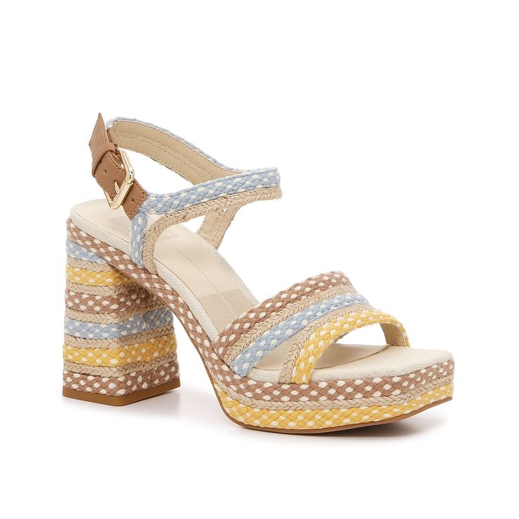 Dolce Vita-Alex Platform Sandal Elevate your warm weather look with the Alex sandal from Dolce Vita. This woven textile brings a boho touch to this pair, while the chunky platform and heel heighten the mood. Trendy Beach Platform Heels, Dolce Vita Noles Heels, Beige Synthetic Platform Sandals, Dolce Vita Heeled Sandals, Dolce Vita Sandals, Boho Shoes, Yellow Light, Chunky Platform, Light Yellow