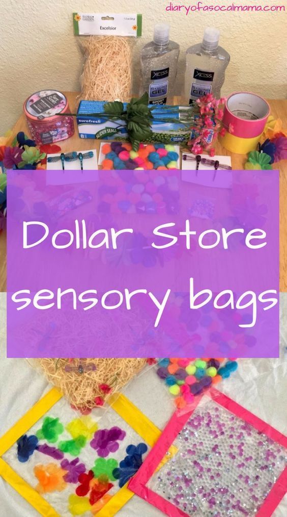 dollar store sensory bags with the words dollar store sensory bags