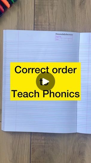 an open notebook with the words correct order and teach phonics