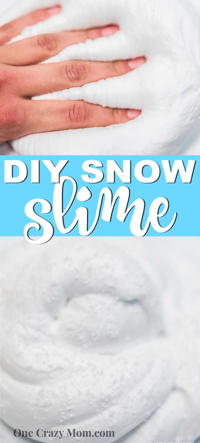 someone is washing their hands on a white towel with the words diy snow slime