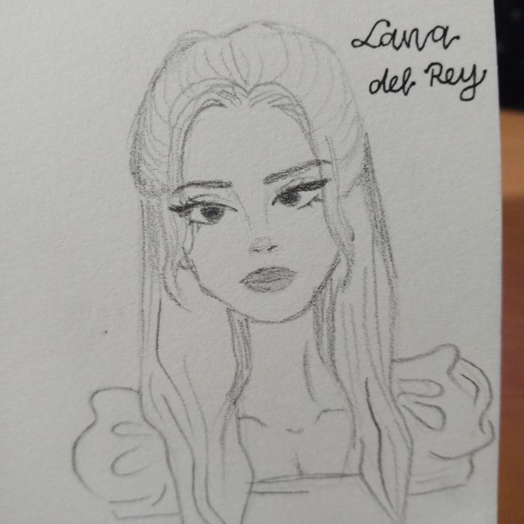 a drawing of a woman's face with the words lana del ray on it