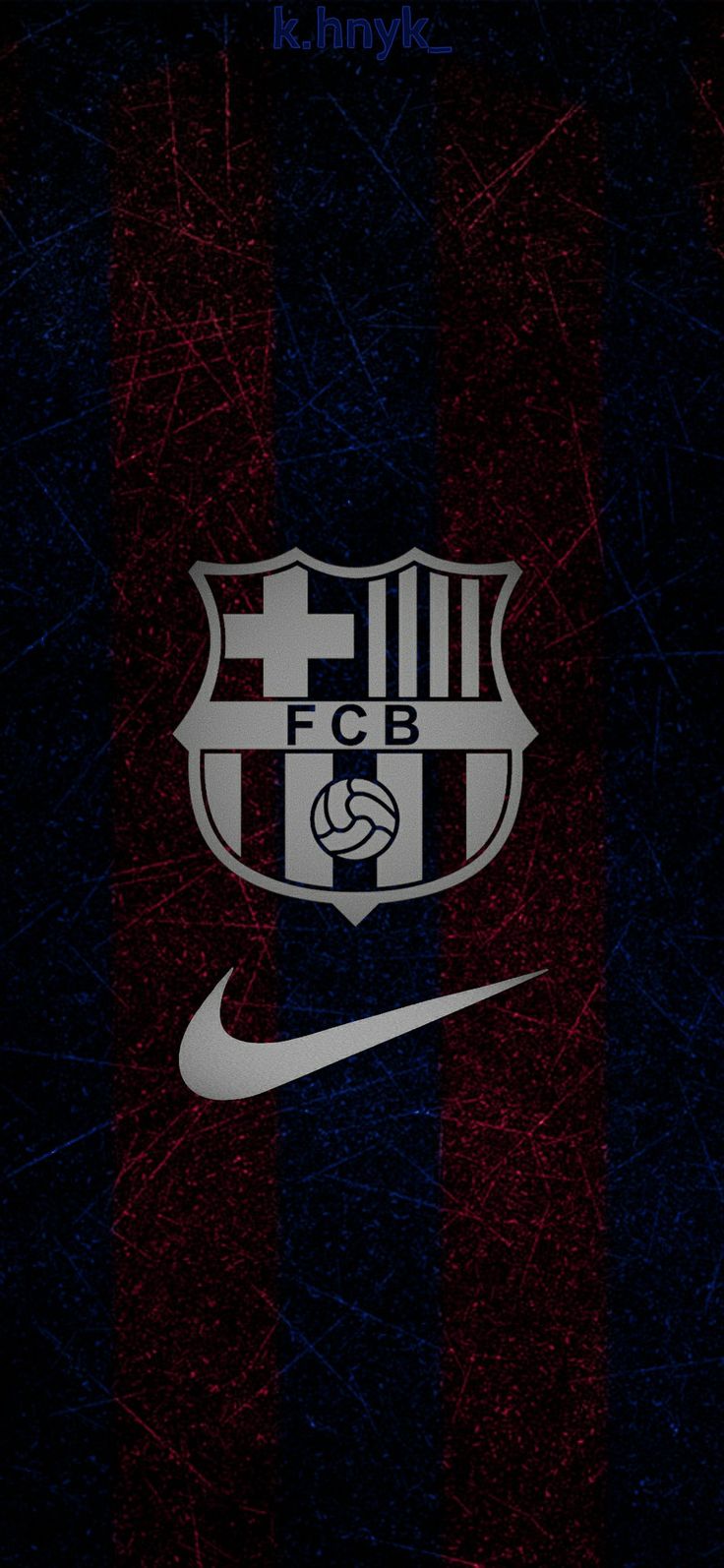 the nike logo is shown in white on a blue and red striped background with black stripes