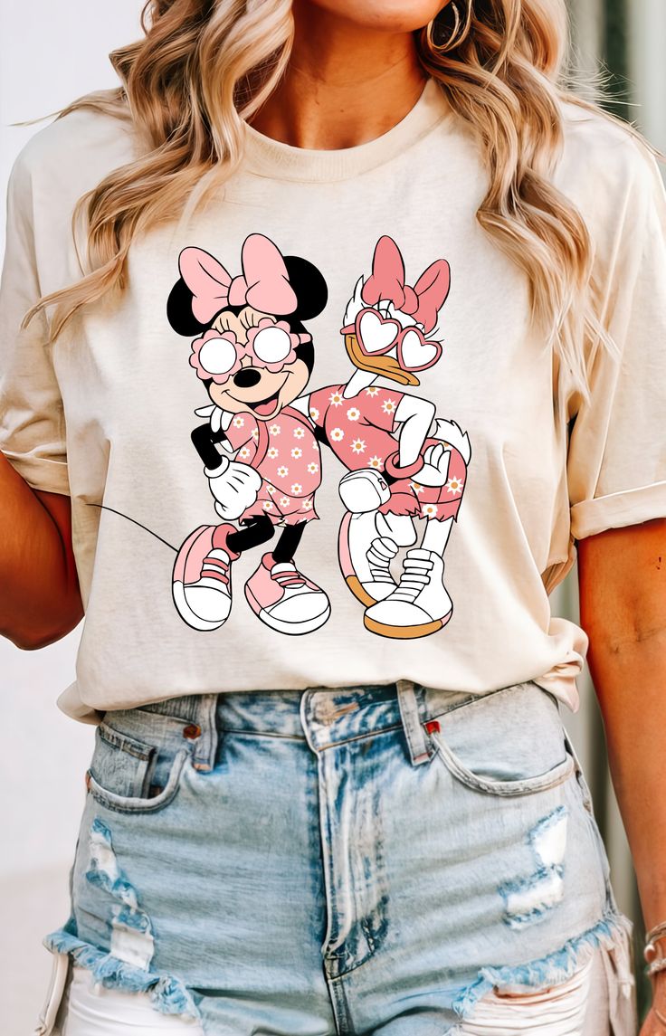 Our most popular designs pressed on a mineral wash, boyfriend fitting comfort tee. Don't see the color option you want? Select white then type the name of the color you want in the space provided. Minnie And Daisy Shirt, Disney Shirts For Women Birthday, Classic Disney Shirts, Women’s Disney Shirts, Disney Graphic Tee, Simple Disney Shirts, Disney Mom Shirts, Best Disney Shirts, Cute Disney Fits