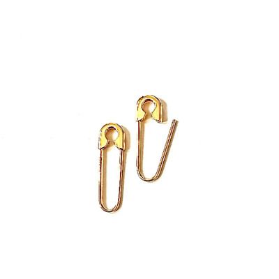 two gold metal hooks on a white background