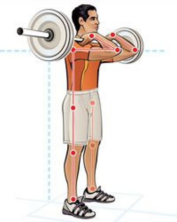 a man holding a barbell in his right hand and showing the different positions he is doing