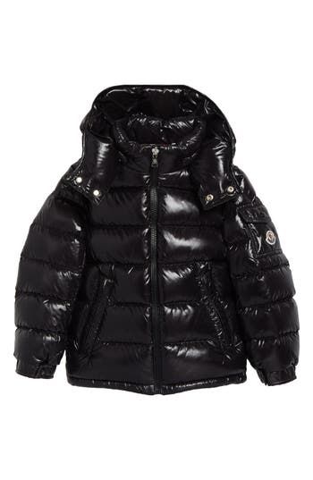 A perennial favorite for kids from the outerwear specialist, this hooded jacket filled with lofty down for optimal warmth features Moncler's signature sleeve pocket. Front zip closure Stand collar; removable hood Partial elastic cuffs with adjustable snap closures Front zip-welt pockets; sleeve snap-flap pocket Lined, with 90% down, 10% feather fill (Serbia) 100% polyamide Machine wash, line dry Made in Serbia Kids' Designer Clothing Montclair Jacket, Moncler Jacket Women, Moncler Coat, Airport Fit, Wishlist Christmas, Holiday Finds, Grey Puffer Jacket, Kids Winter Jackets, Airport Fits