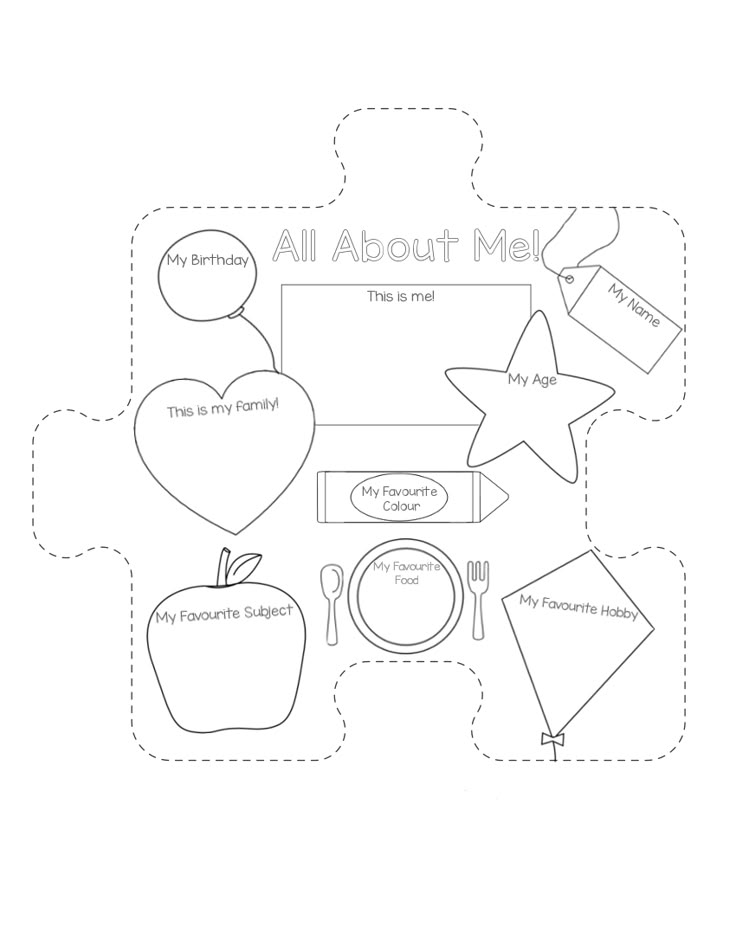 an apple and star cutout with the words all about me