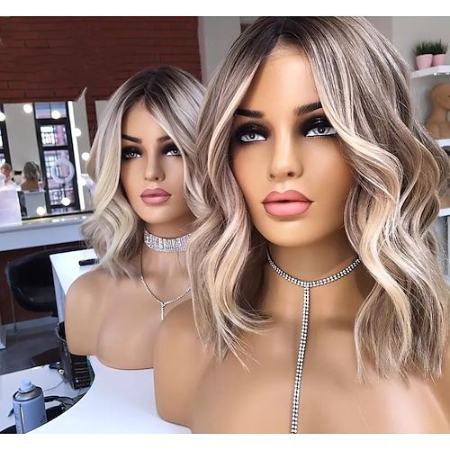 Category:Human Hair Lace Wig; Gender:Women; Wig Type:Natural Wigs; Occasion:Party  Evening,Vacation,Daily Wear; Age Group:Adults; Color Shade:Multi-color; Density:180%,150%,130%; Origin of Hair Donors:Brazilian Hair; Hair Material:Unprocessed Virgin Hair; Cap Construction:13x4 Lace Front; Lace Material:Swiss Lace; Texture:Wavy; Length:Short; Features:Pre-Plucked,Glueless,100% Virgin,Natural Hairline; Listing Date:11/07/2022; Cap Circumference:; Front to Back:; Nape of Neck:; Side to Side Across Wave Short Bob, Short Wavy Bob, Highlight Color, Ash Blonde Highlights, European Hair, Cheap Human Hair, Quality Wigs, Short Wavy, Human Hair Lace Wigs