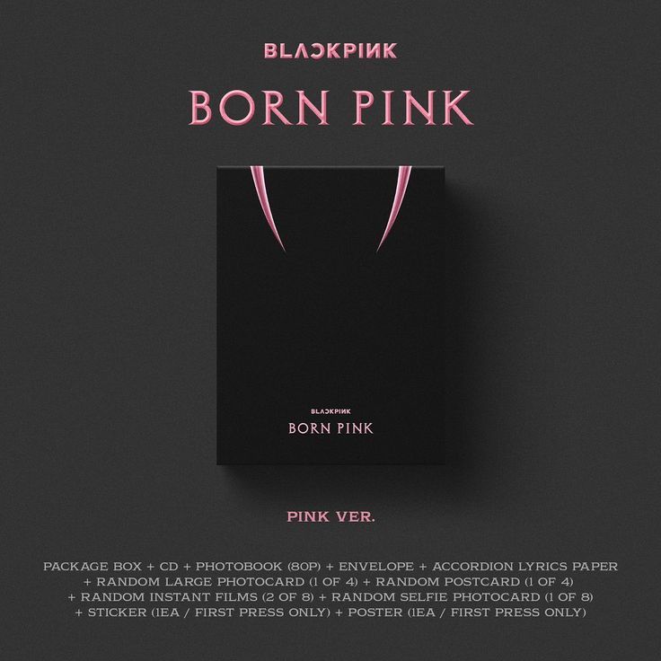 the packaging for born pink is displayed on a dark background with text that reads,'born pink '