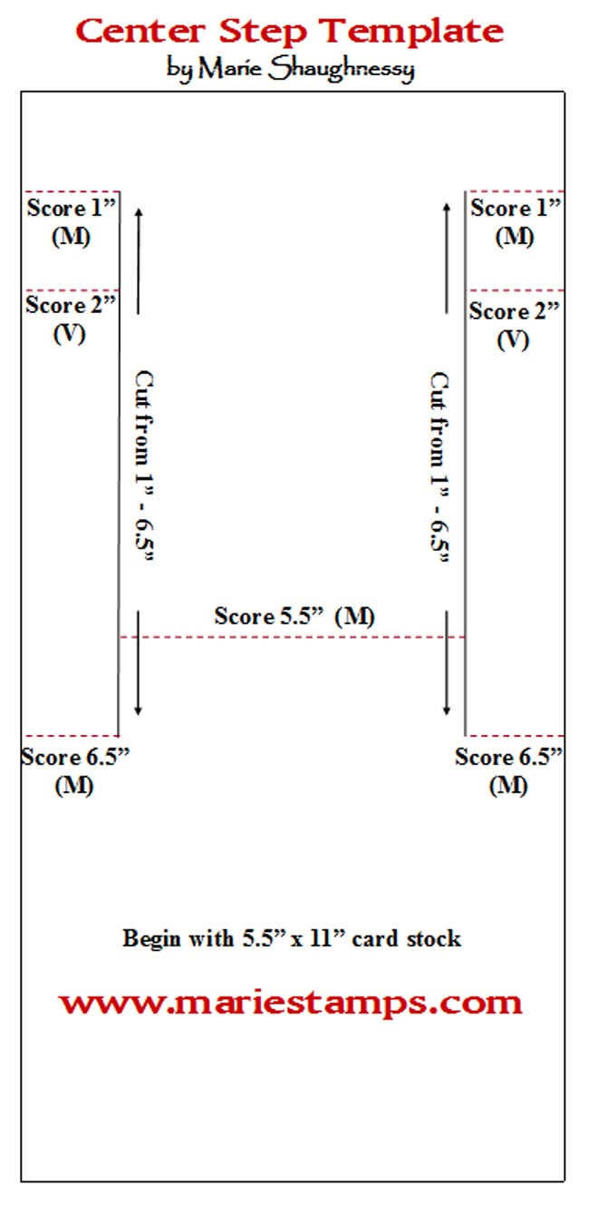 the center step template is shown in red and white, with numbers on each side