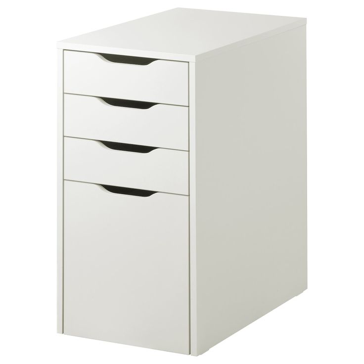 a white filing cabinet with three drawers